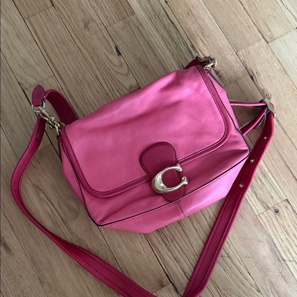 Coach Pink Crossbody Bag with Gold Accents